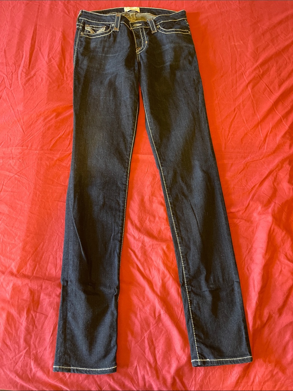 Big Star Women's Skinny Jeans in Dark Blue with Contrast Stitching